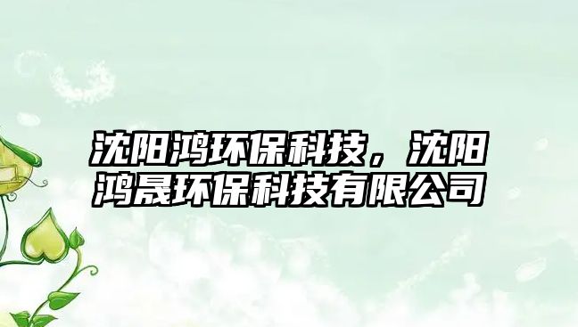 沈陽鴻環(huán)?？萍迹蜿桒欔森h(huán)?？萍加邢薰? class=