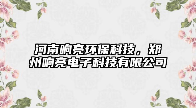 河南響亮環(huán)?？萍?，鄭州響亮電子科技有限公司