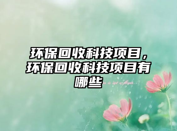 環(huán)?；厥湛萍柬?xiàng)目，環(huán)?；厥湛萍柬?xiàng)目有哪些