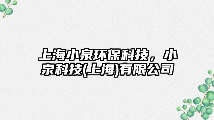 上海小泉環(huán)?？萍迹∪萍?上海)有限公司
