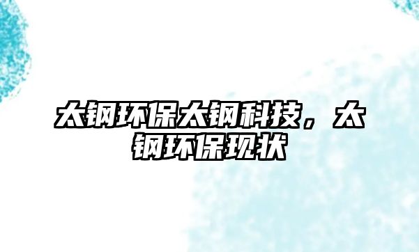 太鋼環(huán)保太鋼科技，太鋼環(huán)保現(xiàn)狀