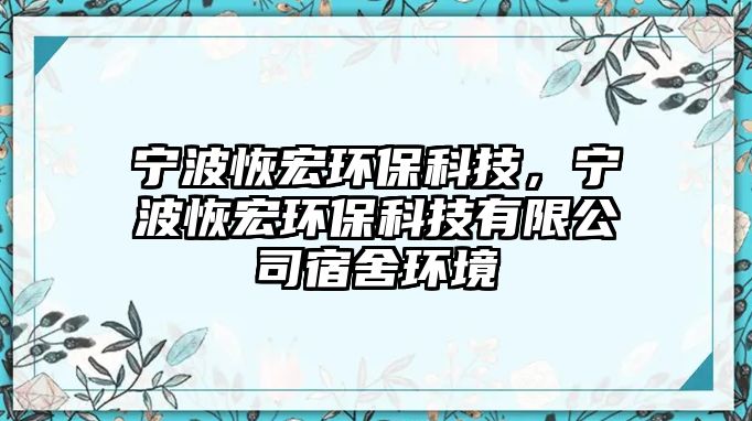 寧波恢宏環(huán)保科技，寧波恢宏環(huán)?？萍加邢薰舅奚岘h(huán)境