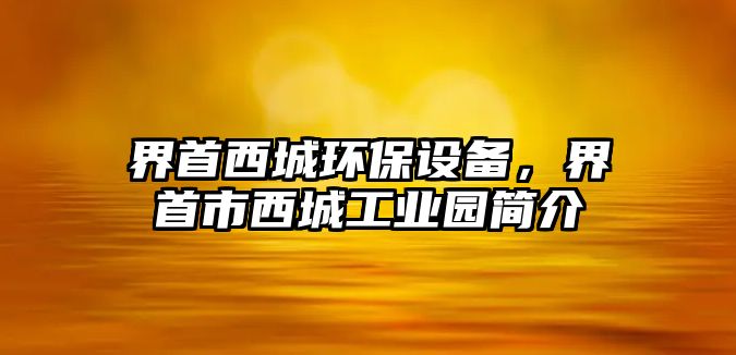 界首西城環(huán)保設(shè)備，界首市西城工業(yè)園簡介