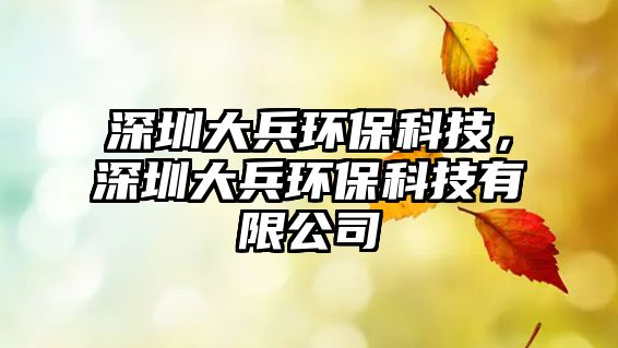 深圳大兵環(huán)?？萍?，深圳大兵環(huán)保科技有限公司