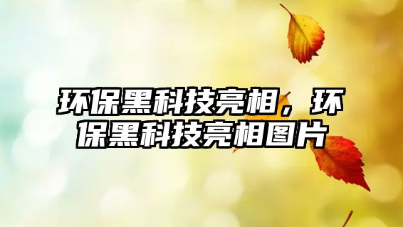 環(huán)保黑科技亮相，環(huán)保黑科技亮相圖片